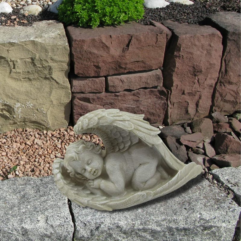 Comfy Hour Faith and Hope Collection Resin Cherub Praying Angel Sleeping in Wing Statue, Perfect for Home Or Outdoor Garden, Gray - Image 3